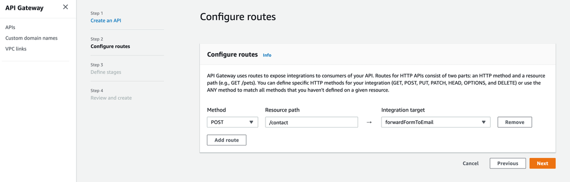 Configure routes