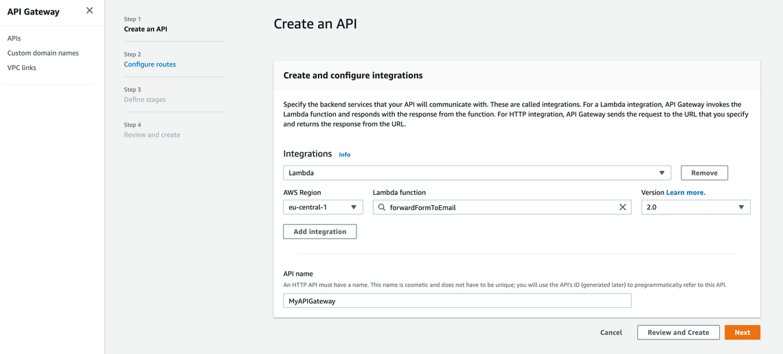 Create API Gateway